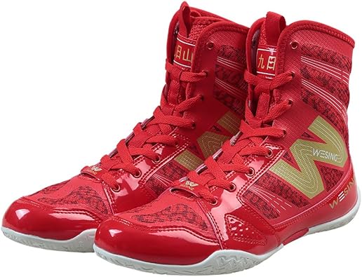 Wesing Unisex Pro Kickboxing Footwears Training Shoes High-top Ankle Boxing Shoes