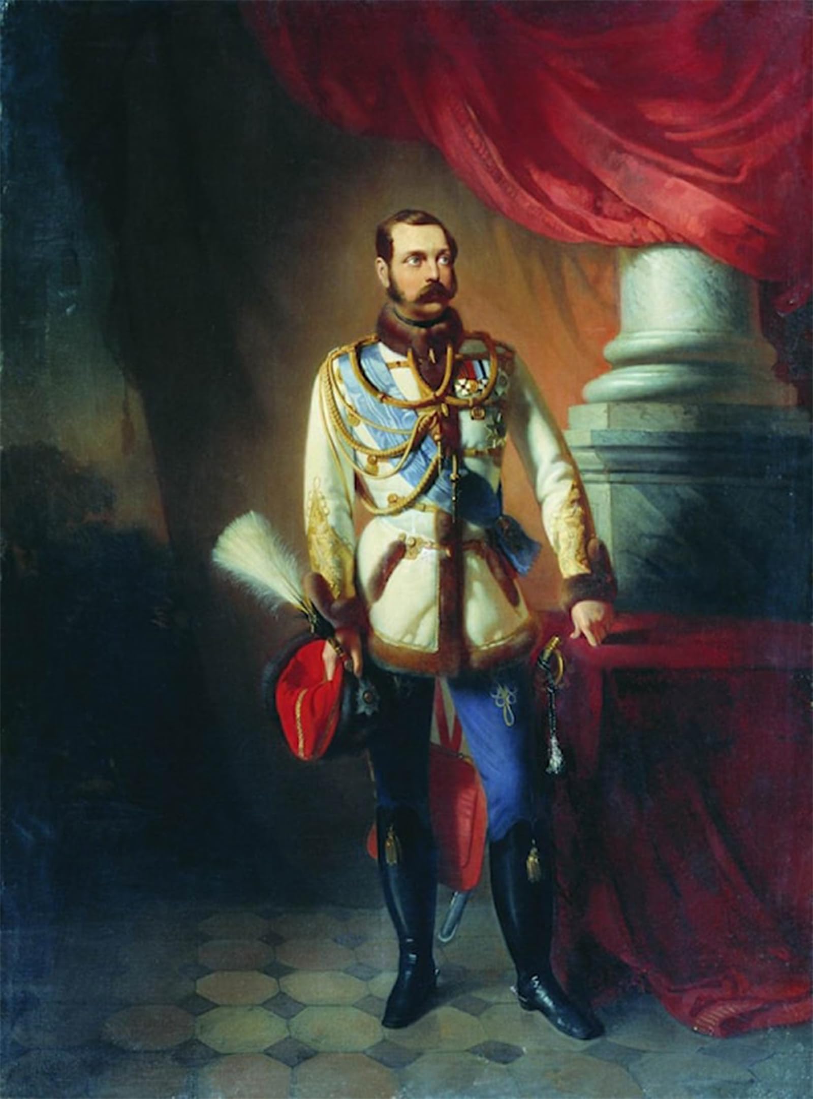ARTXLXXBN Famous Prints Artwork Pictures Poster Painting Art Portrait of Emperor Alexander Ii by Konstantin Yegorovich Makovsky Artwork Landscape Pictures for Home Decor 60x90cm