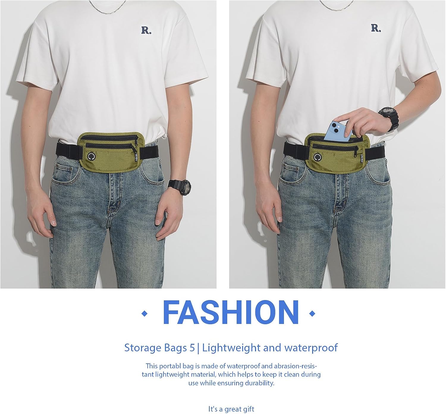 Slim RFID Blocking Money Belt for Travel - Anti-Theft Hidden Passport Holder Waist Wallet with Secure Pouch for Cash, Credit Cards & Phone Safe (Olive-green) - Image 6