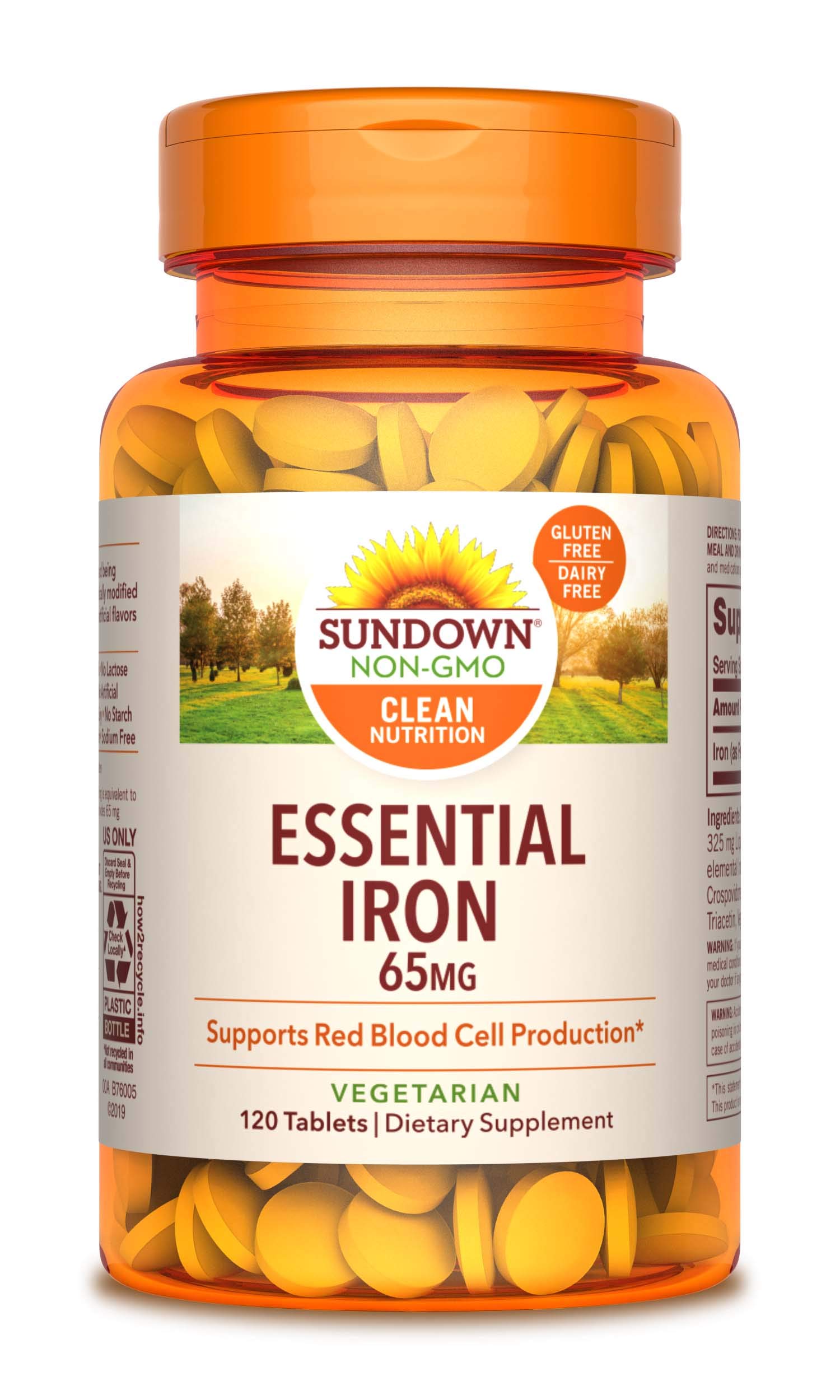 Sundown Iron Ferrous Sulfate 65 mg, 120 Count (Packaging May Vary)