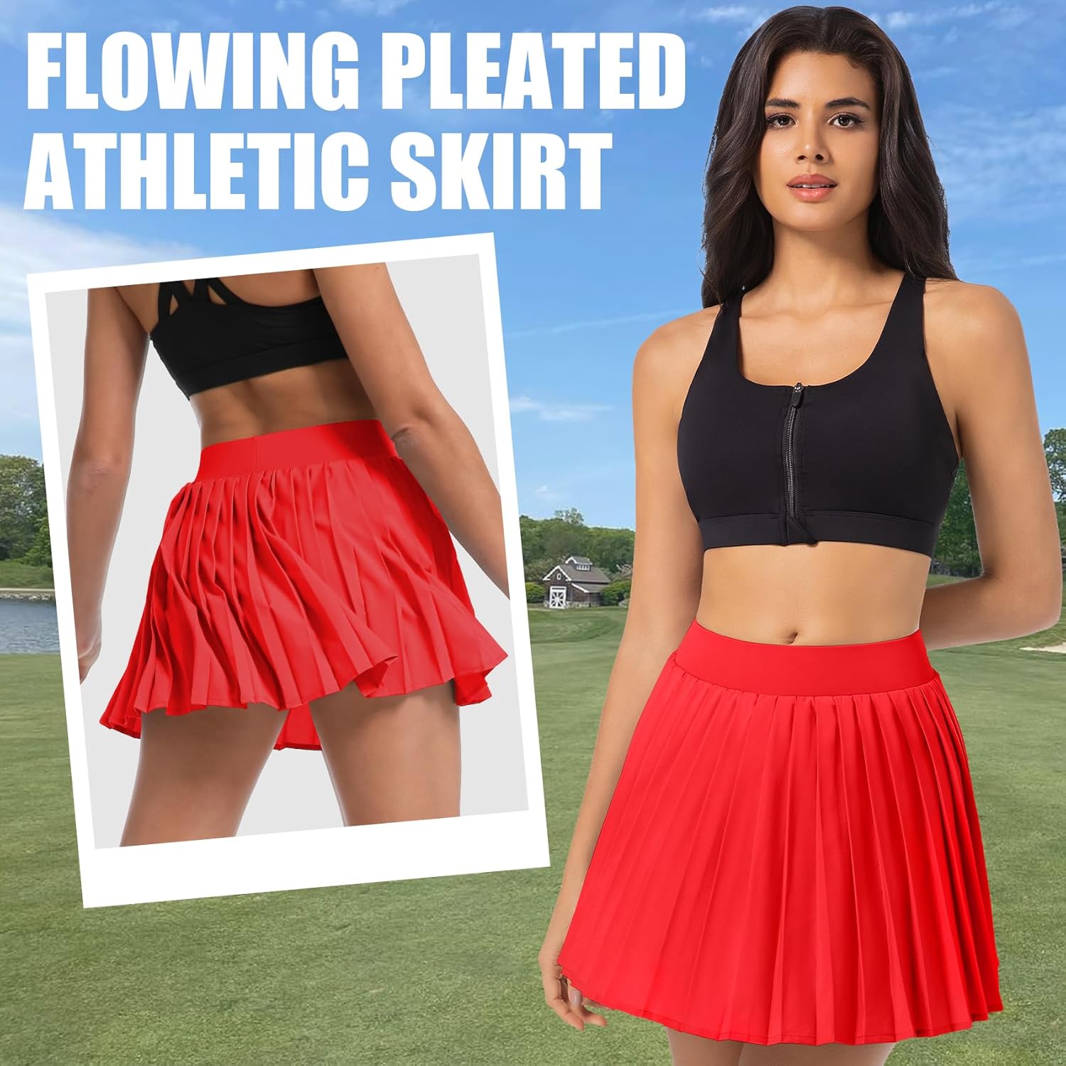 Betaven Pleated Tennis Skirts for Women with Shorts Lightweight Athletic Skorts High Waisted Golf Skirts for Running - Image 5