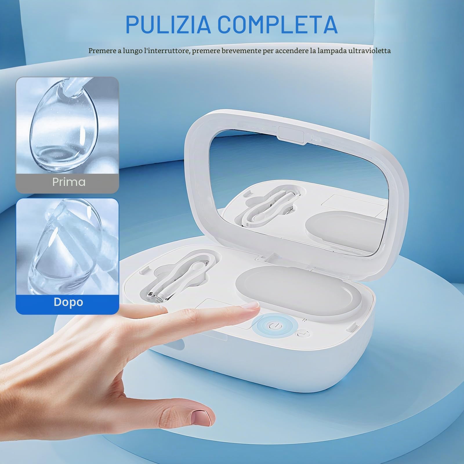 Macchina per la pulizia delle lenti a contatto portatile ad ultrasuoni Pulizia delle lenti a contatto con 4 modalità di temporizzazione Caricatore USB Fit Smaltimento Lente morbida Lente dura Lente a