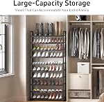 Raquette de chaussures, 10-Tier Organisateur de chaussures en métal, rack de chaussures pour placard, entrée, garage, avec étagères plates ou en angle réglables, 42-50 paires, chaussures pouvant accueillir toute la famille