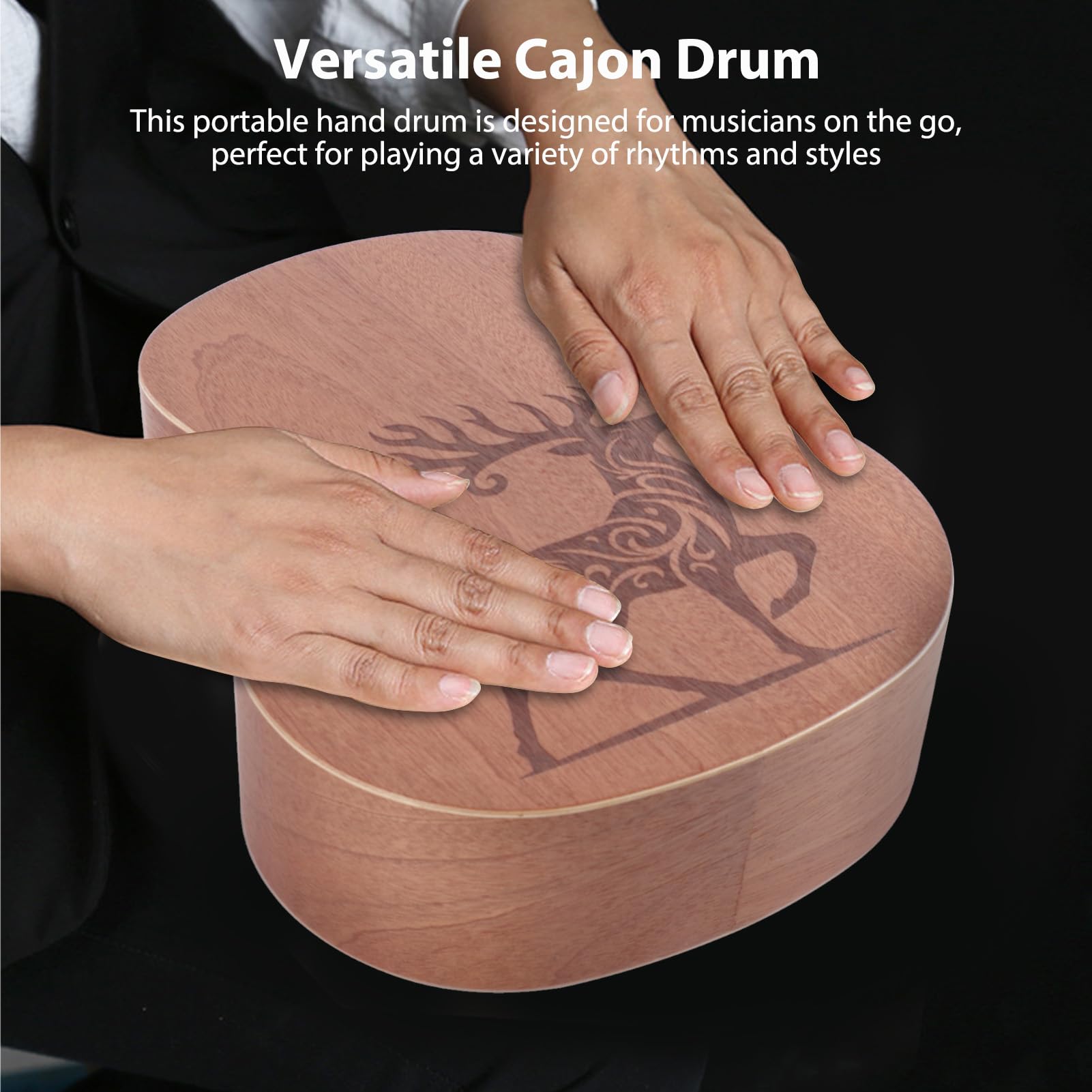 Walmeck Rockhouse Cajon Tamburo in Legno a Forma di Chitarra Strumento a Percussione Portatile con Tracolla per Campeggio Viaggio All'aperto