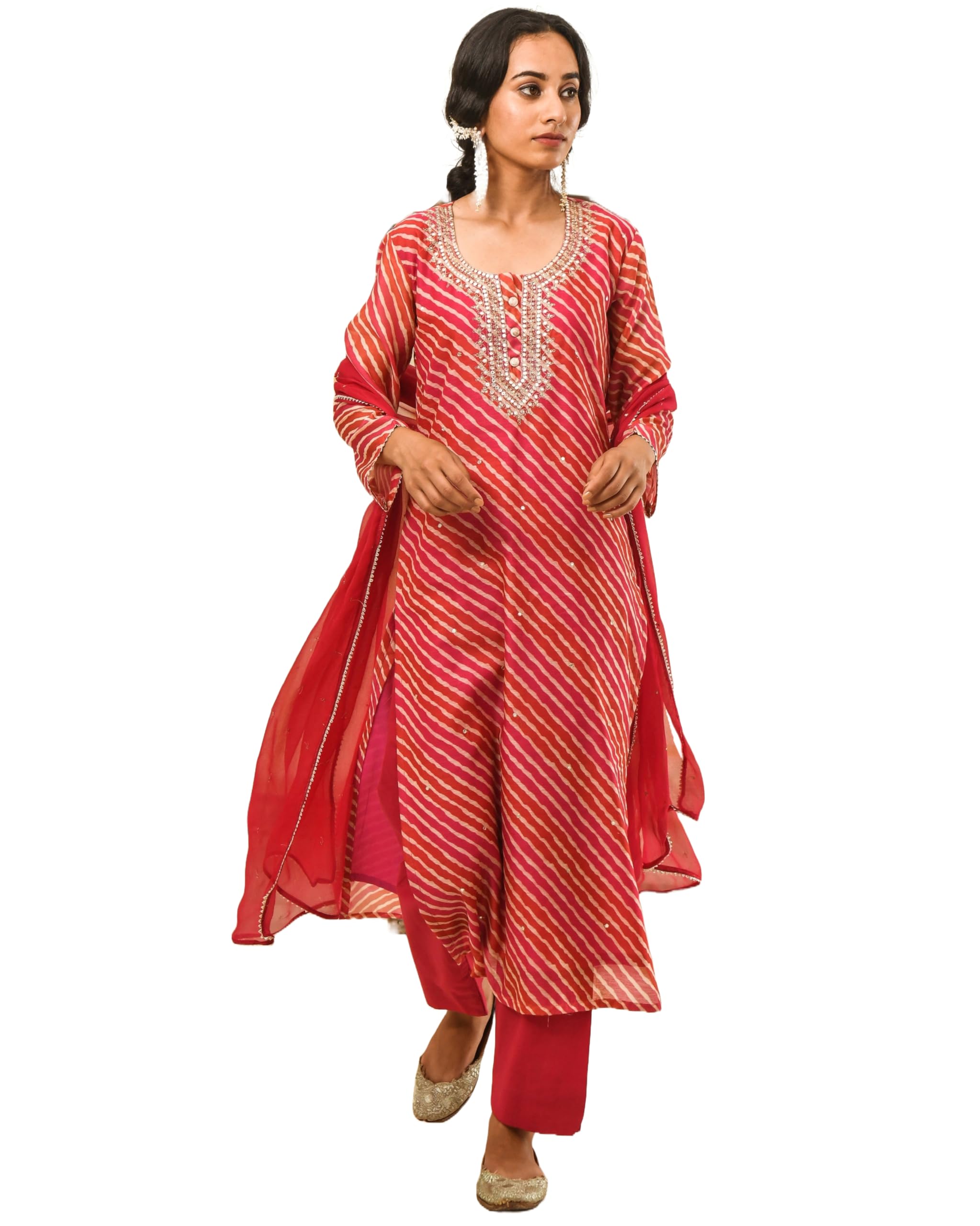 gosriki Women's Rayon Blend Straight Embroidered Kurta with Pant & Dupatta-picture-45