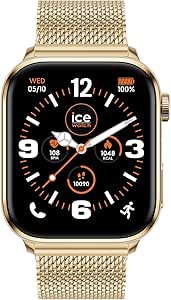 Montre Connectée Ice-Watch Smart 2.0 Gold – Écran AMOLED 1,7″, Bracelet Mailles Milanaises | Étanche IP68, Pour Femme, Style Doré
