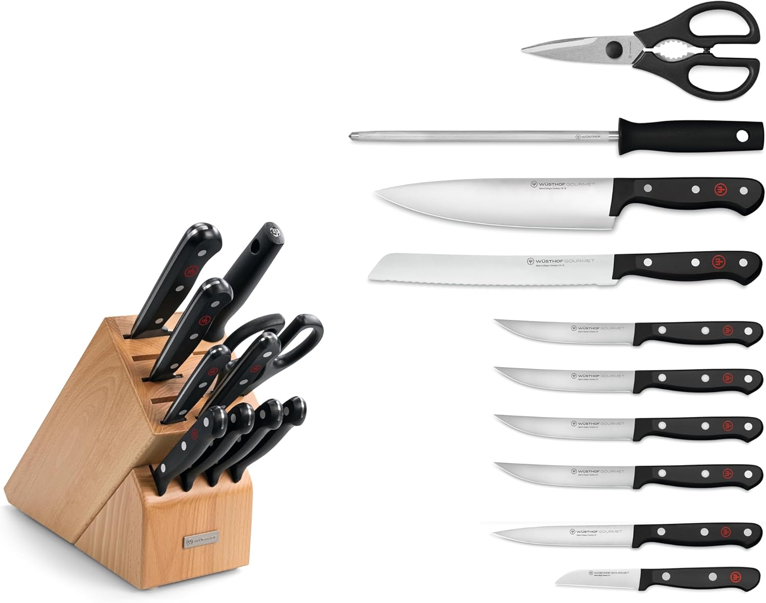 Wüsthof Gourmet 11-Piece Knife Block Set, Beech Wood - Image 2