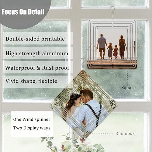 Miniatura 3 de Paquete de 4 hilanderos de viento de sublimación de 8 pulgadas, escultura de viento de metal de aluminio 3D para patio y jardín, adornos artísticos