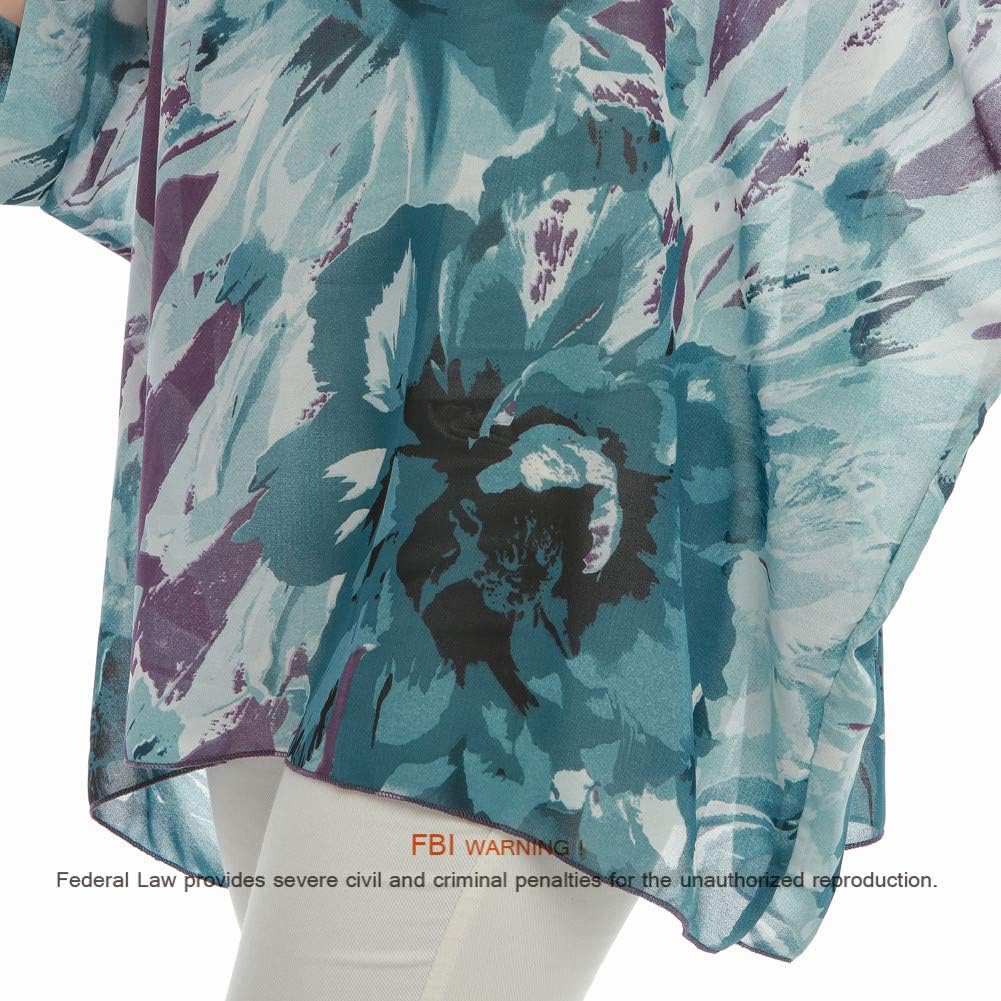 Women's Loose Batwing Blouse Chiffon Top Camouflage Printed Kimono Poncho Tunic Kaftan Cover up - Image 7