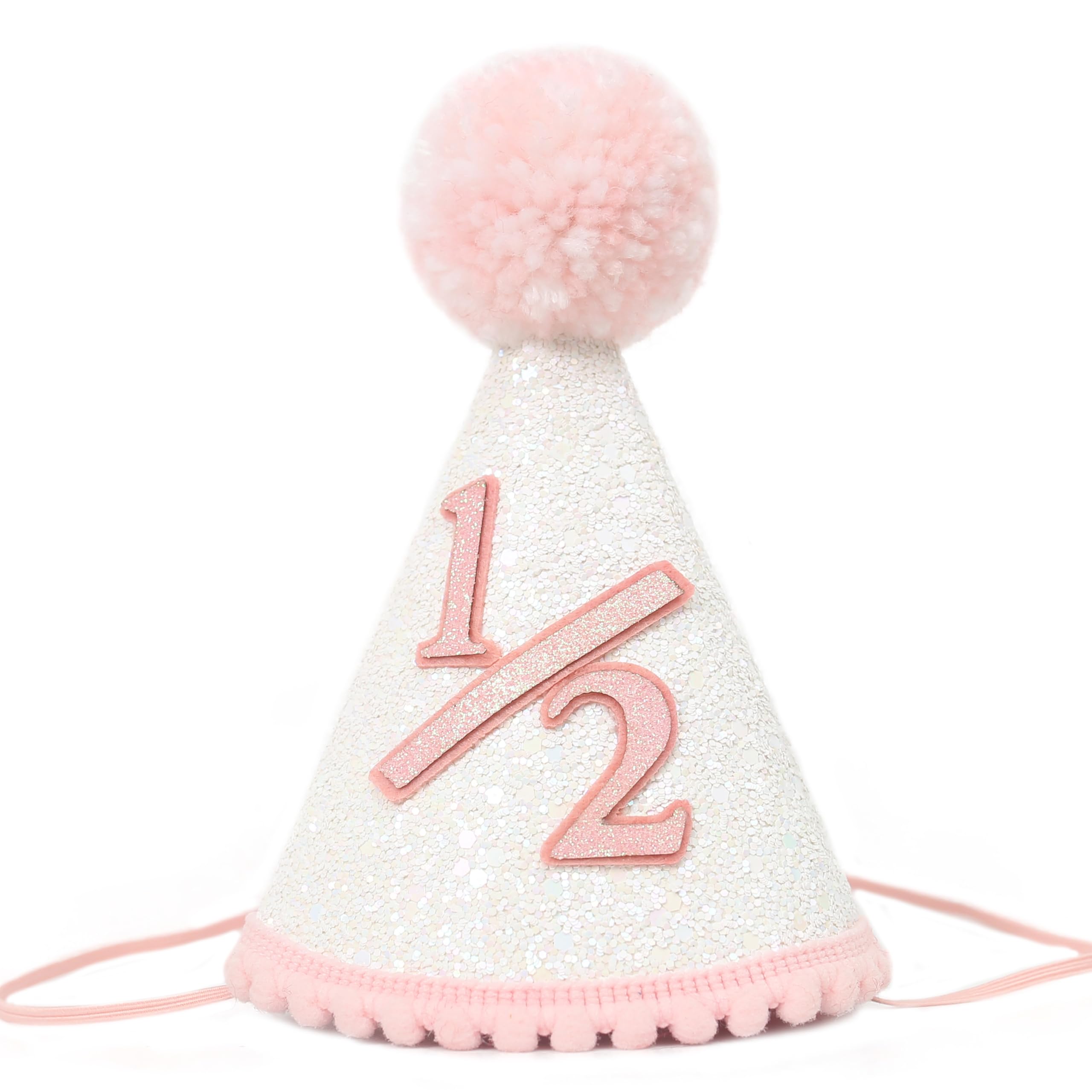 FUTNH Pink Cone 1/2 Party Hats - Boho Birthday Hat For Girls?Happy Birthday Girl Party Hat In Pink?Princess Glitter Party Hat?Birthday Hat For Baby Girls