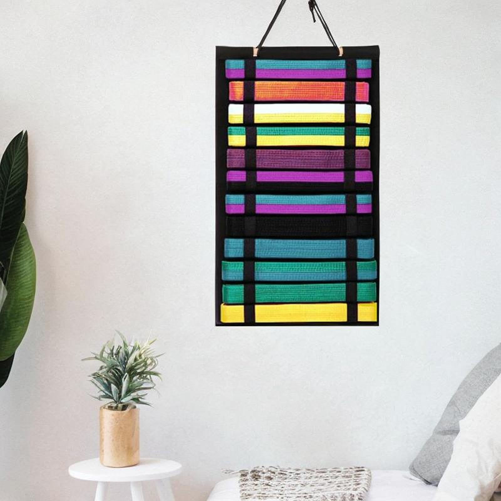 Menolana Martial Arts Belts Organizer Taekwondo Belt Display Wall Hanging Adults Karate Belt Display Rack for Judo Muay Thai Taekwondo, Black