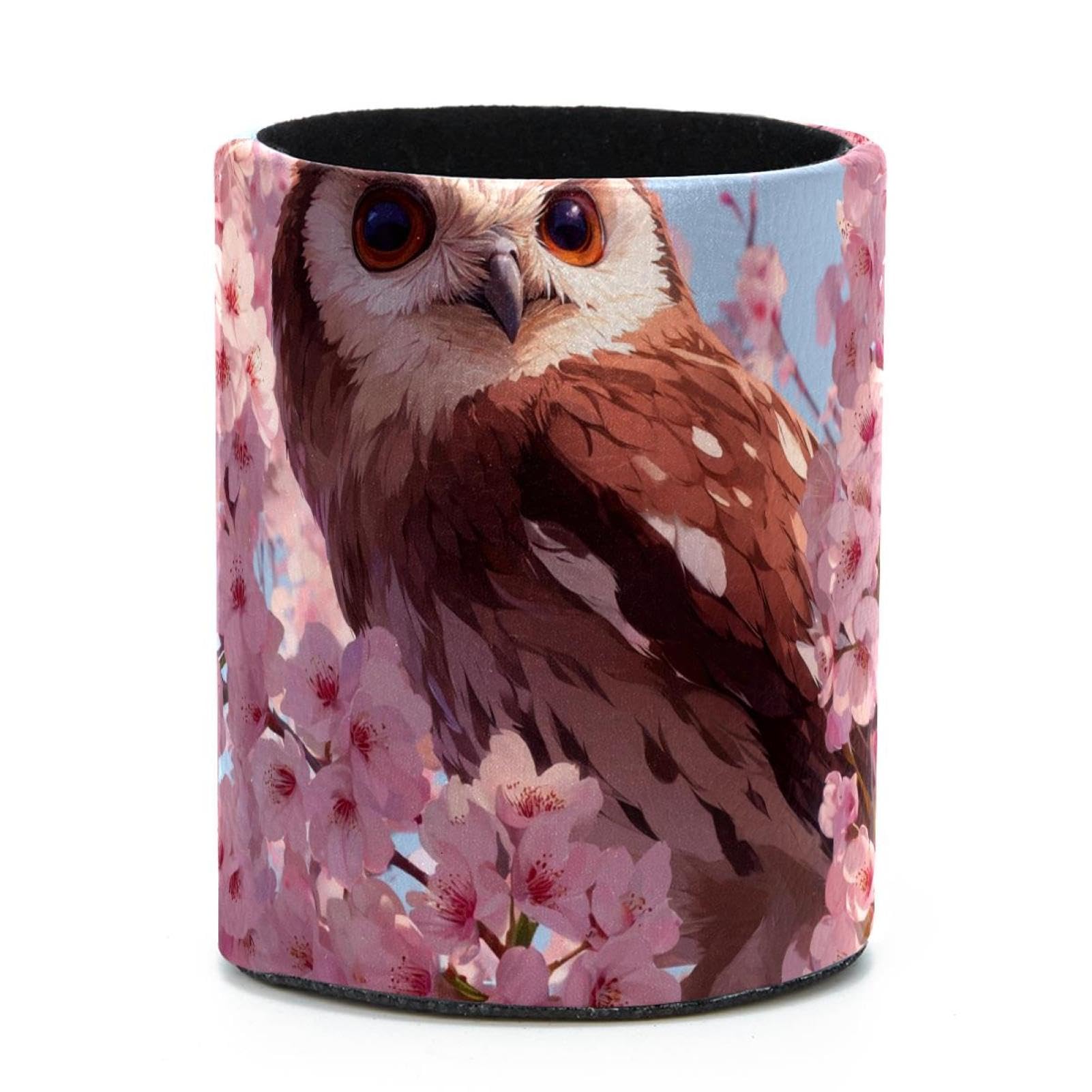VAPOKF Round Pencil Holders for Desk, Owl Pen Holders Pen Pot Makeup Brushes Storage Desktop Stationery Supplies Organiser for Home Office