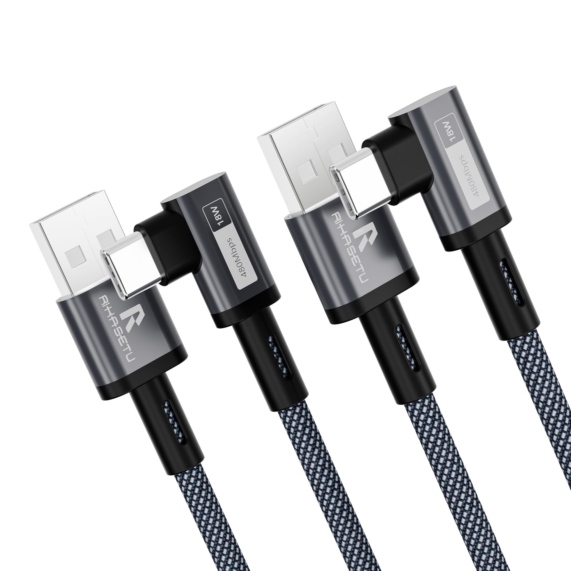 Cavo USB A a C ad angolo retto [confezione da 2 pezzi], cavo USB C per ricarica rapida e sincronizzazione dati in nylon intrecciato, compatibile con iPhone serie 16/15 per Samsung Galaxy S25