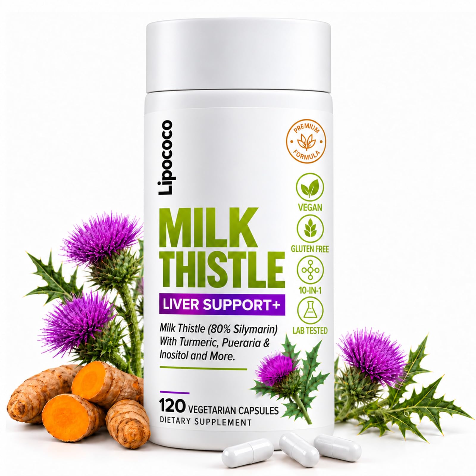 10-IN-1 Milk Thistle Liver Support Supplement, 120 Capsules