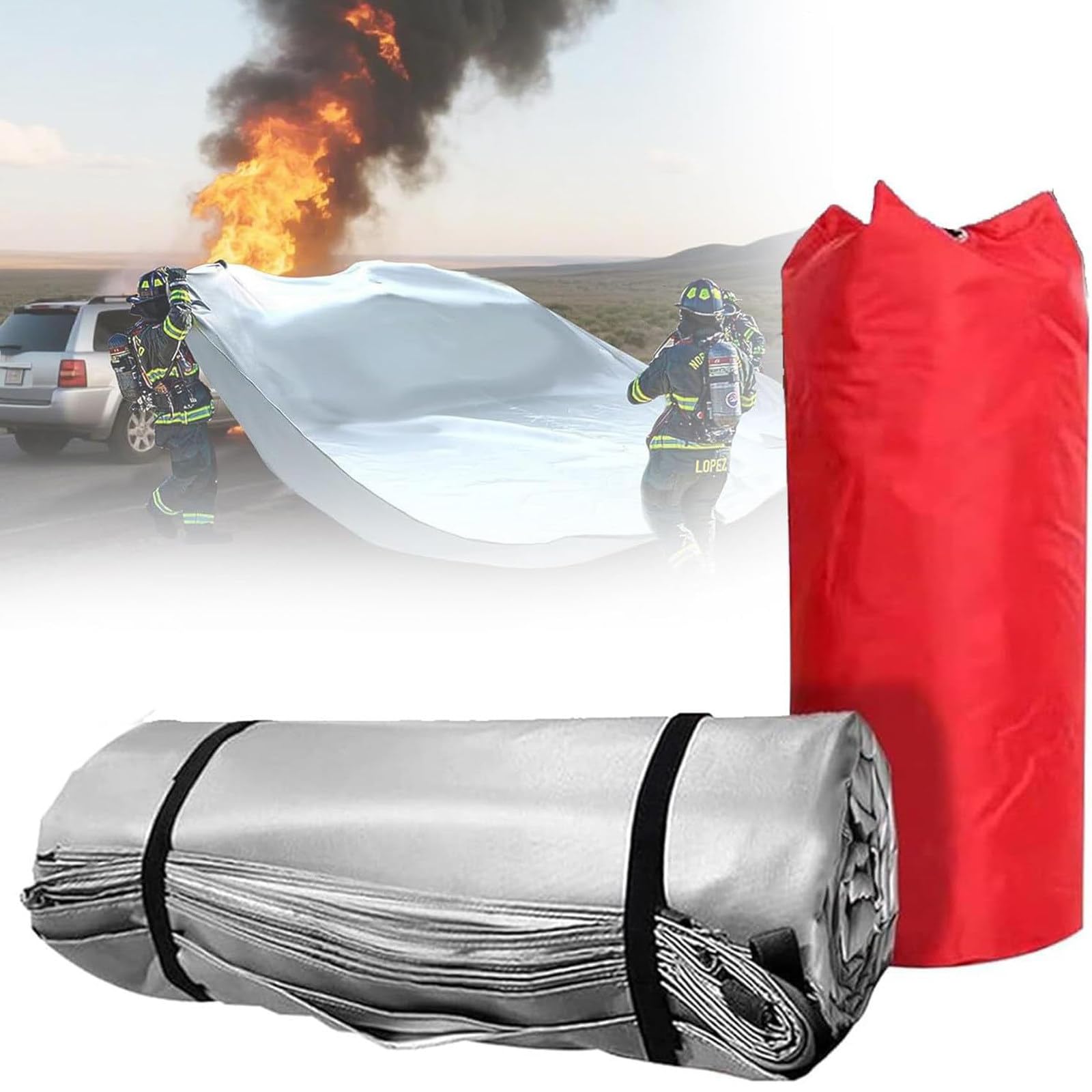 Manta contra incendios para accidentes de vehículo, cubierta recubierta de silicona, manta de emergencia resistente al calor, 3 x 4 m