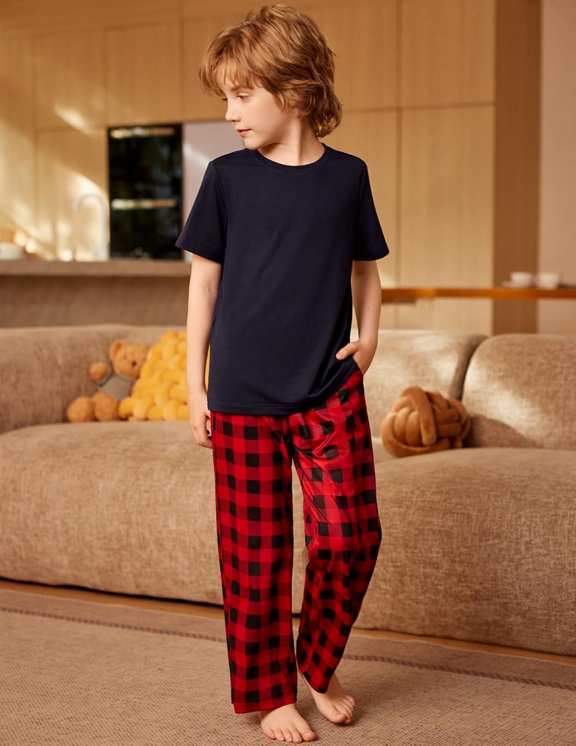 Arshiner Boys Pajamas Short Sleeve and Long Pants 2 Piece Pajama Set for Boys 6-14 Years - Image 3