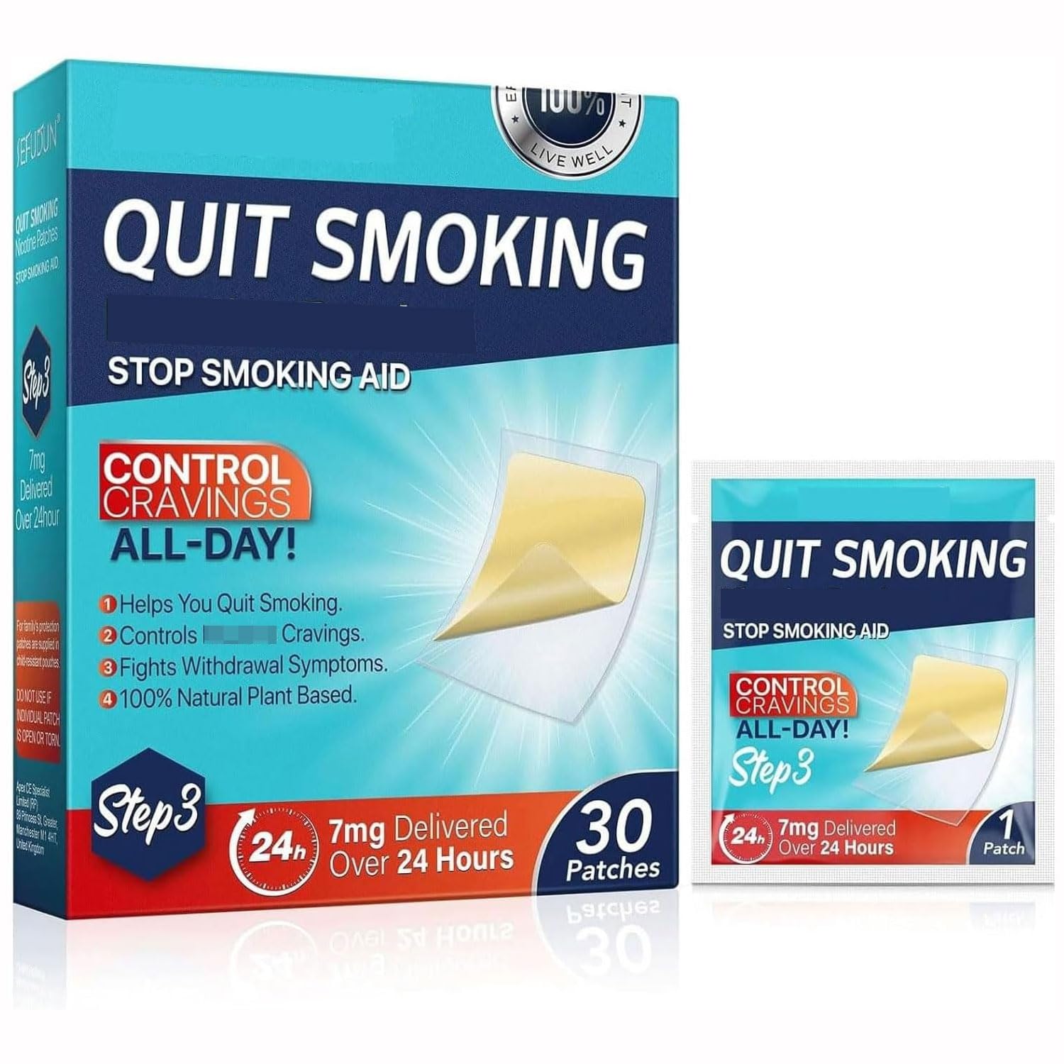 Excefore Quit Smoking Patches,Step 3 Smoking Aid to Quit Smoking,Transdermal System Patch to Help Quit Smoking,30 Count Patches to Help Quit Smoking,Stop Smoking Aids (7mg)