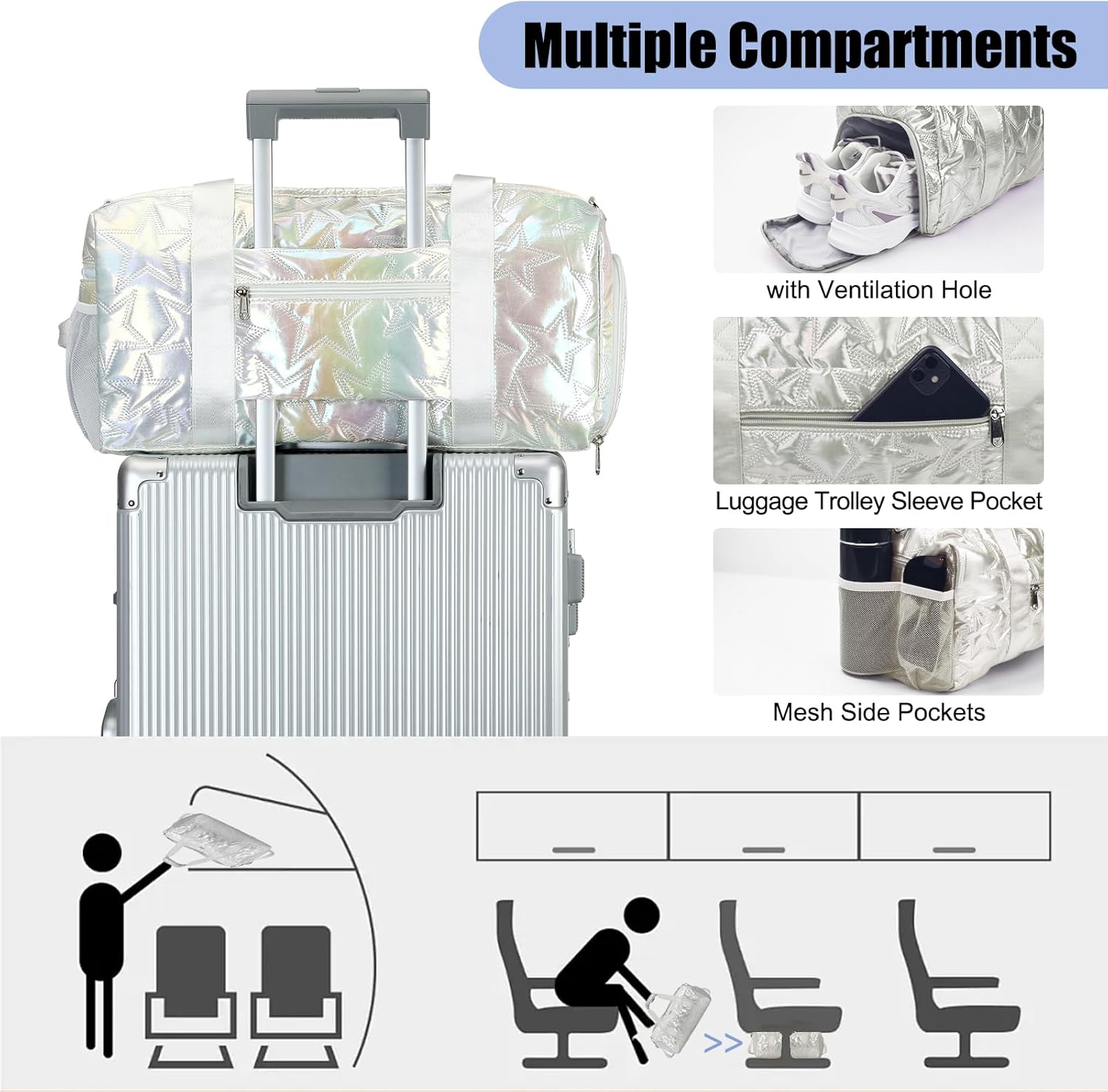 Forestfish Dance Bag For Girls, Small Gym Bag With Shoes Compartment Weekender Overnight Bag For Travel Lightweight Waterproof - Image 4