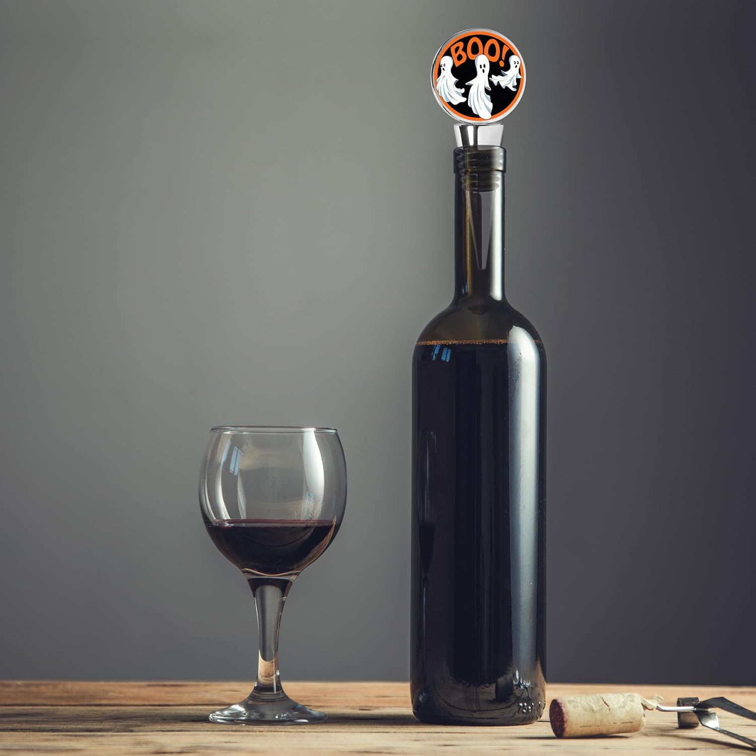 Siskiyou Boo! With 3 Ghosts Wine Stopper, One Size, Chrome
