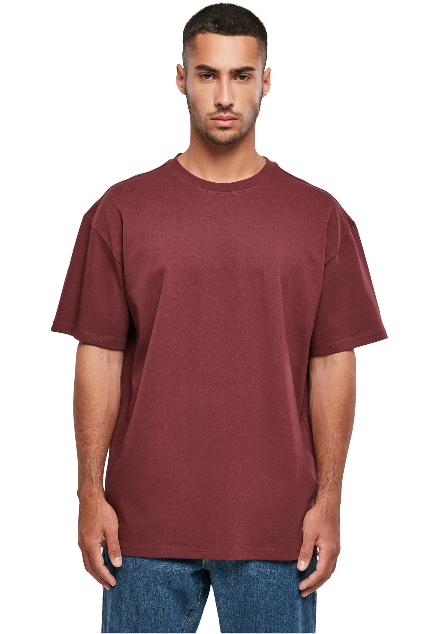 Build your Brand Men's BY102-Heavy Oversize Tee Heavy, Cherry, M