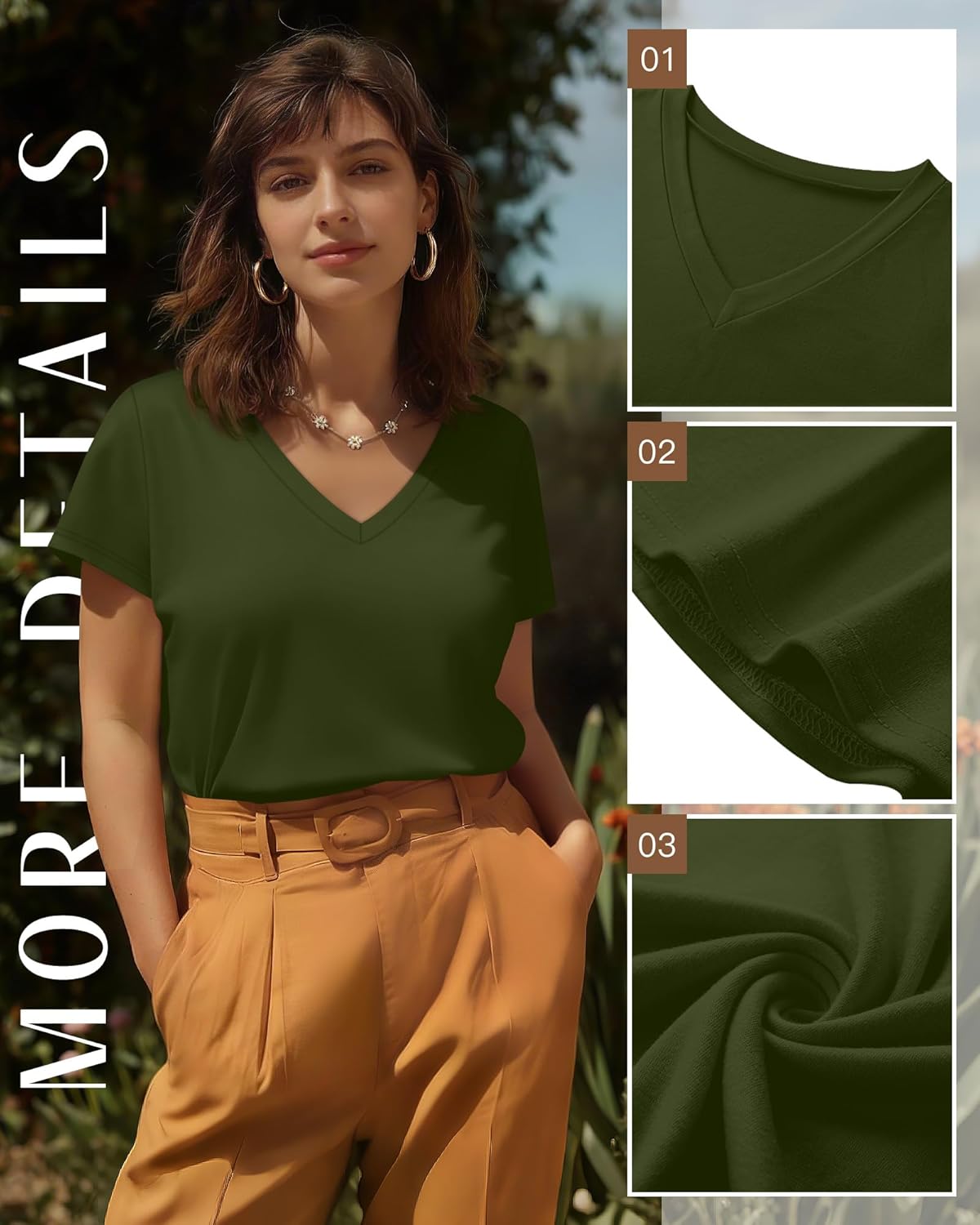 3 Pack Women's Plus Size T-Shirts, V Neck Short Sleeve Shirts Loose Fit Curved Hem Tees Casual Swing Tops - Image 5