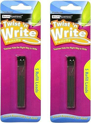 Miniatura 5 de PenAgain Twist 'n Write Pencil - Paquete de 4 lápices de colores surtidos (00071) con 10 recambios