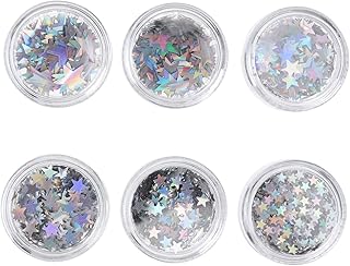 FRCOLOR 6 Caixas De Adesivos De Lantejoulas De Unhas Para Unhas Adesivos De Unhas Para Terno De Arte De Unhas Estrela De Unhas Glitter Confetes De Unhas Conjunto De Flocos De Arte De