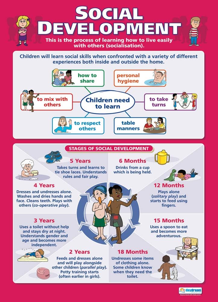 Social Development Classroom Poster - EXTRA LARGE 33” x 23.5” - Gloss Paper - Child Development Middle & High School Class Decoration - Wall Charts