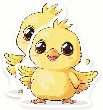 Cute Chick Stickers - Baby Chicken Decal - Kawaii Animal Vinyl Sticker - Easter Basket Filler - 2 Pack - 5" Wide Design - Adheres to Laptops, Tumblers, and More - Made in The USA - AQS29916