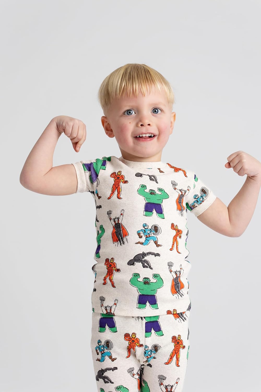 monica + andy Two Piece Short Sleeve Pajama Set, 100% Organic Kids & Toddler Clothes for Boys & Girls, Children PJs