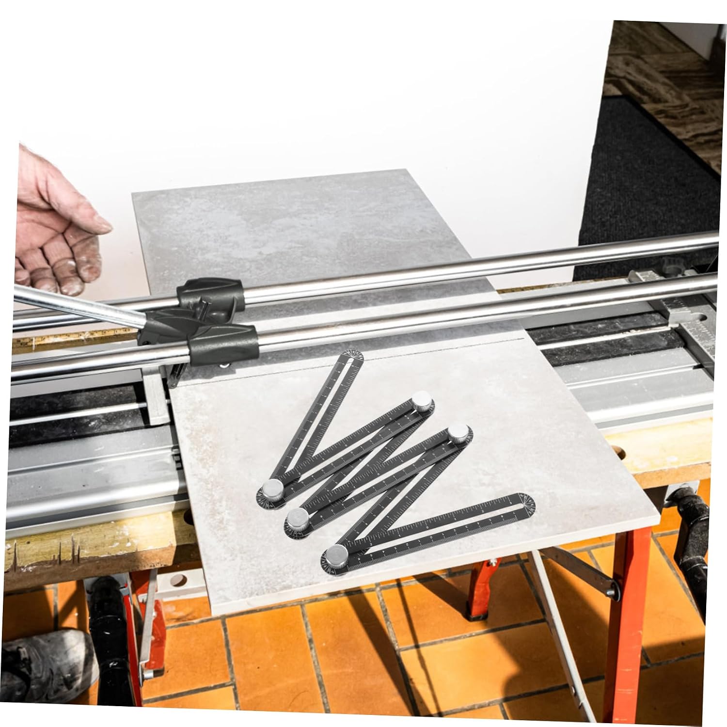 ORFOFE Wood Working Puncher Ruler Tile Punch Tool Aluminum Alloy Punch Locator Simple Design