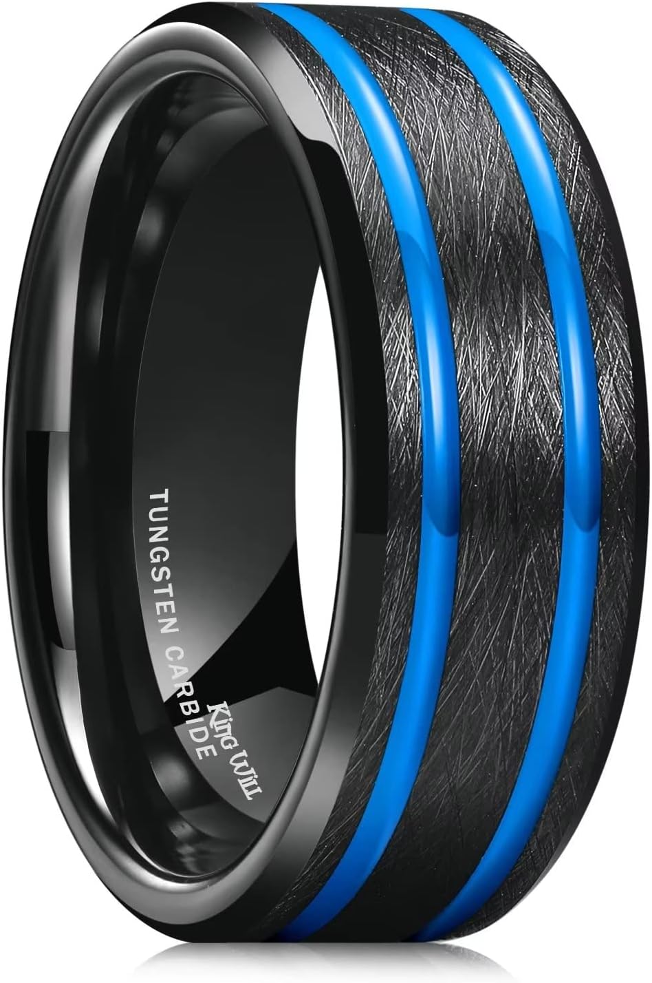 Tungsten Rings for Men Two Tone Grooved Mens Wedding Band Cool Promise Engagement Matte Finished Beveled Edge