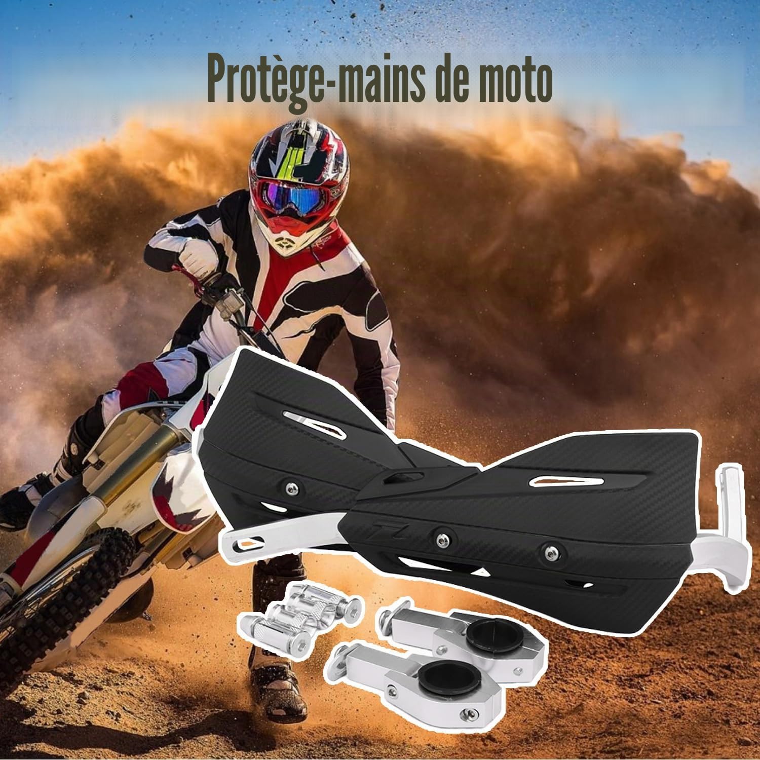 Protege Main Moto Cross,Aluminium Protege Main Universel pour Guidon Moto 22mm / 28 mm Moto Pit Bike Dirt Bike MX Racing ATV Quad Surron Husqvarna 701-Noir