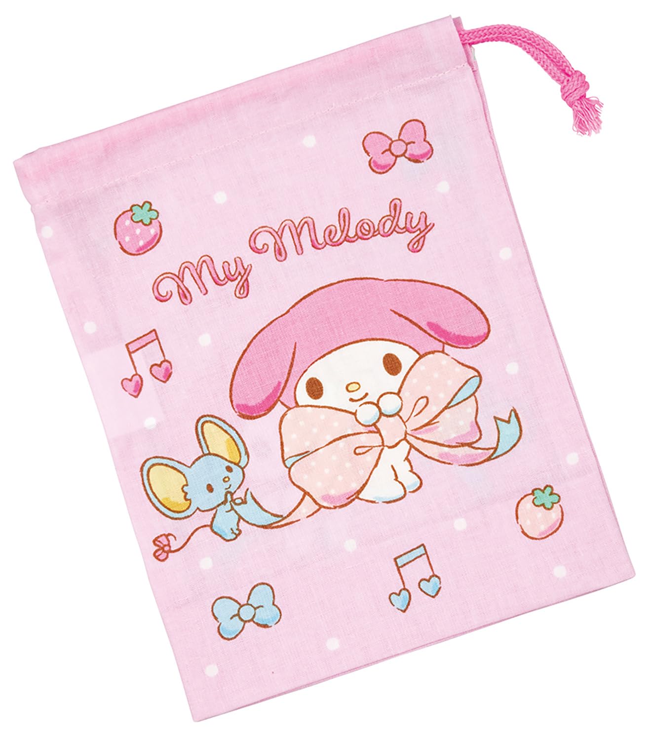 Skater Sanrio My Melody Big Ribbon Lunch Cup Bag Cotton Made in Japan