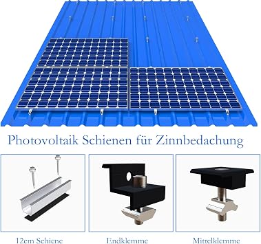 Solar Panel Mount Kit 12 cm and Accessories Black Anodised 30-35 mm