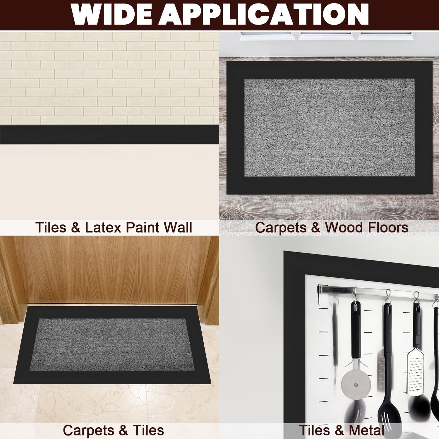 10FT Vinyl Floor Transition Strip Self Adhesive, Carpet to Tile Overlap Edging Trim Strip, Peel and Stick Flexible Floor Divider Threshold Strip for Doorways Height Less Than 15mm (10FT, Black)
