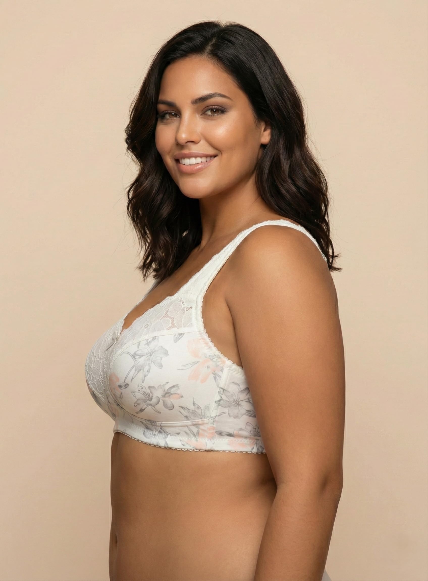 Soutien-gorge femme Amelia sans armatures coton blanc - Soutien-gorge de soulagement B-F XXL grandes tailles - Soutien-gorge minimiseur - Soutien-gorge large bretelles