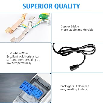 Home Energy Monitor, Haoguo 110V EV Charger Pass-Through Power Usage Monitor with IP 65 Waterproof for Indoor/Outdoor Use, Ideal for Monitor RV, Outdoor Generators, Households