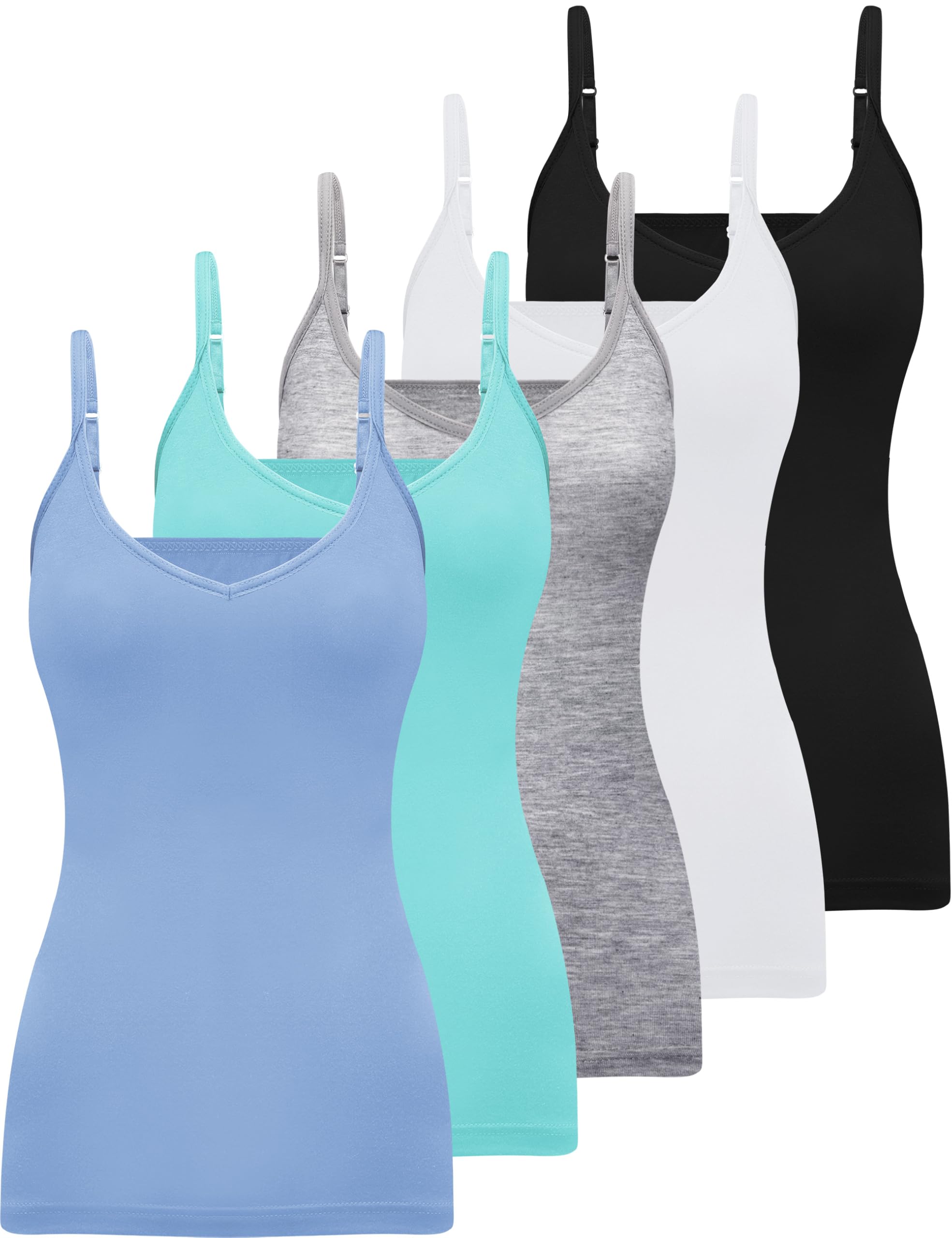 BQTQ 5 Pièces Camisole Débardeur Femme Caraco col V Spaghetti Strap Tops | Basique Débardeur à Bretelle Femme Réglables, Caraco Coupe Cintrée Débardeurs Fines Bretelles Maillots De Corps pour Femme
