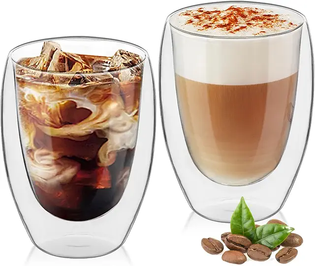 Doppelwandige Latte Macchiato Gläser - Isolierglas, 2x350ml, stilvoll & praktisch