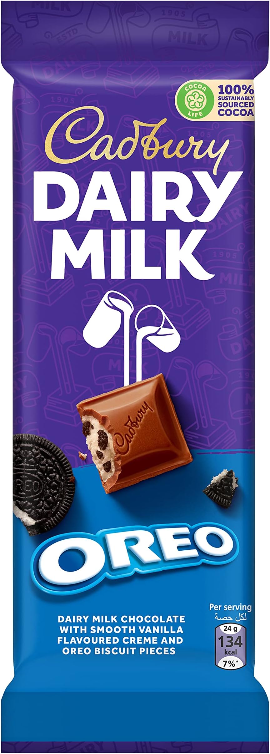 Cadbury Dairy Milk Chocolate With Vanilla and Oreo Biscuits Filling, 95 gm