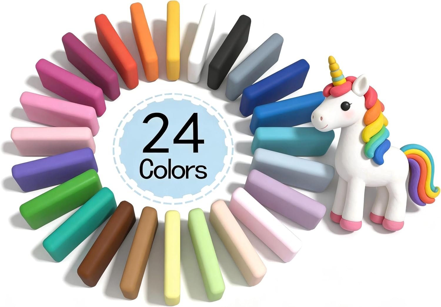 BOHS 24-Colors Foam Clay Pro - for Cosplay,School Projects,Hand/Paw Print - Air Dry,Fine Texture,Pliable - 24 pcs,2.65 lbs,Ages 3 & Up