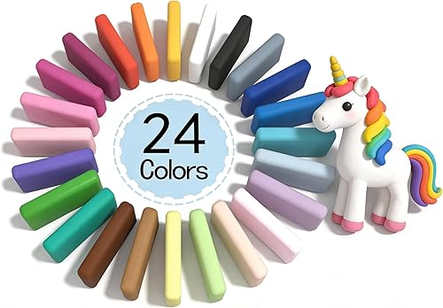 Miniatura 7 de BOHS Arcilla de espuma profesional de 24 colores, para cosplay, proyectos escolares, huellas de manos/patas, secado al aire, textura fina, flexible