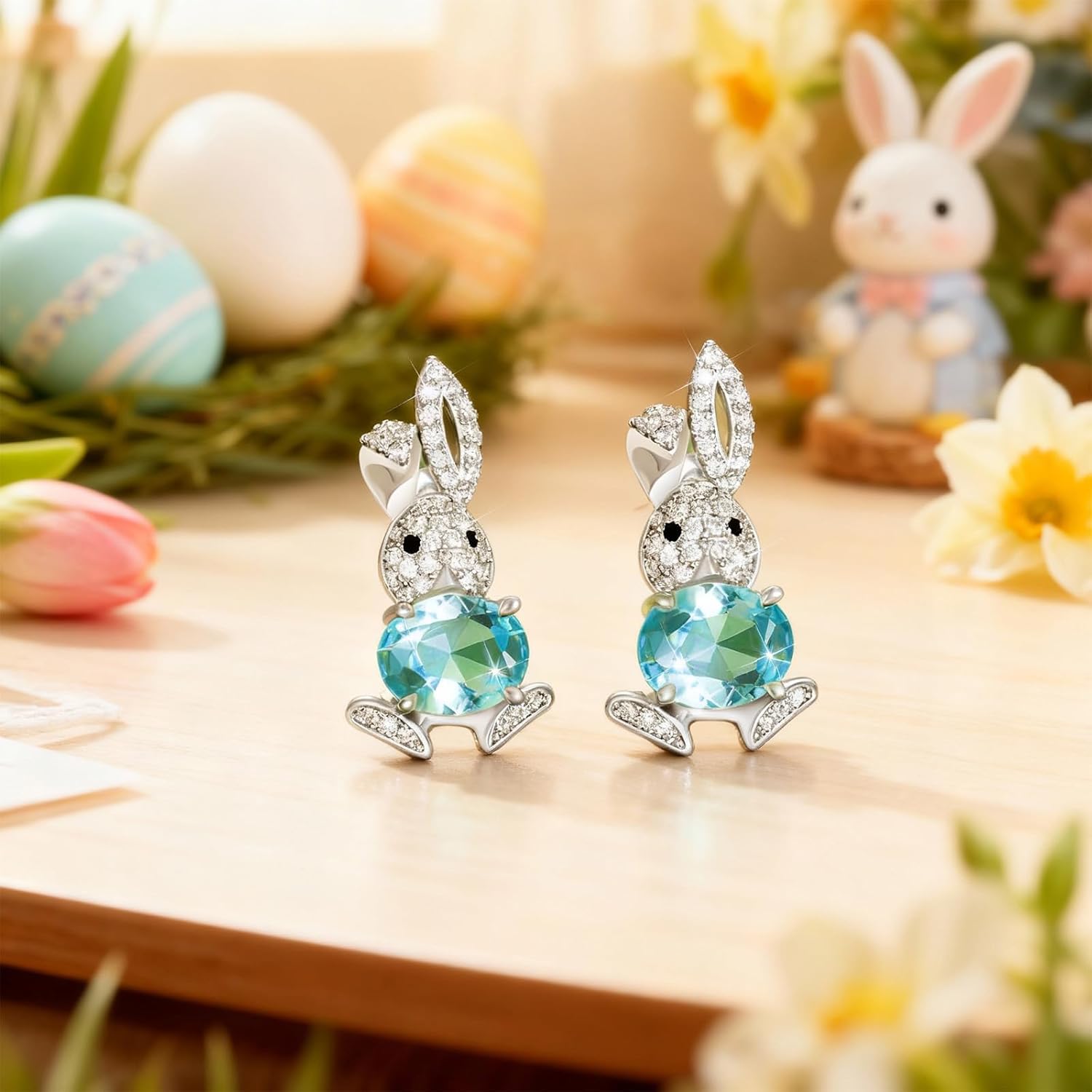 Easter Earrings Basket Stuffers Easter Jewelry Outfit Women Sparkly Bunny Stuff Jewelry Ear Jacket Earrings Gifts for Adults - Image 7