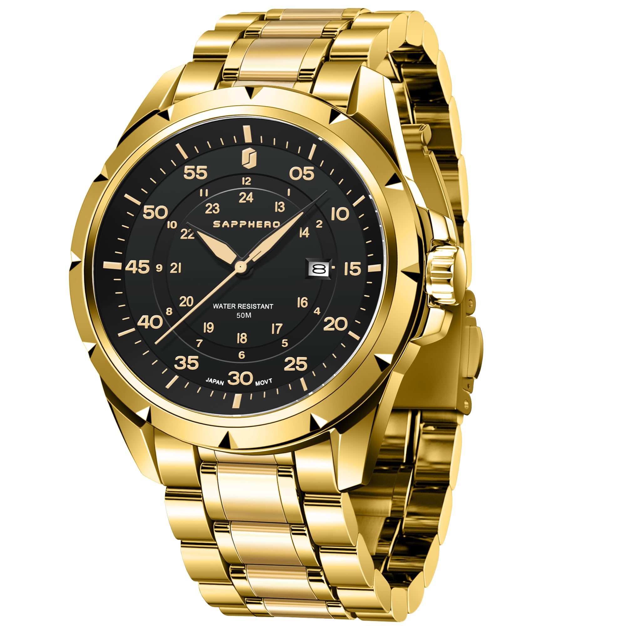 SAPPHERO Mens Watch 50M Waterproof Luminous Quartz Analog Watches with Date Display Casual Stylish Work Business Classic Silicone Strap Men's Wrist Watches Elegant Gifts for Men