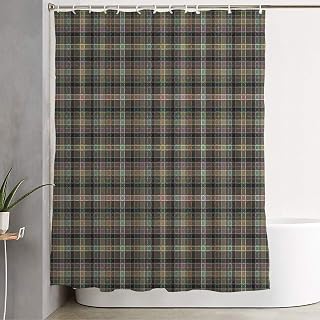 Shower Curtain Colorful Checkered Abstract Multicolored Pattern Modern Colors Continuity Digital Dots Folder Wavy Home Bathroom Decor Polyester Fabric Waterproof 72 x 78 Inch Set with Hooks