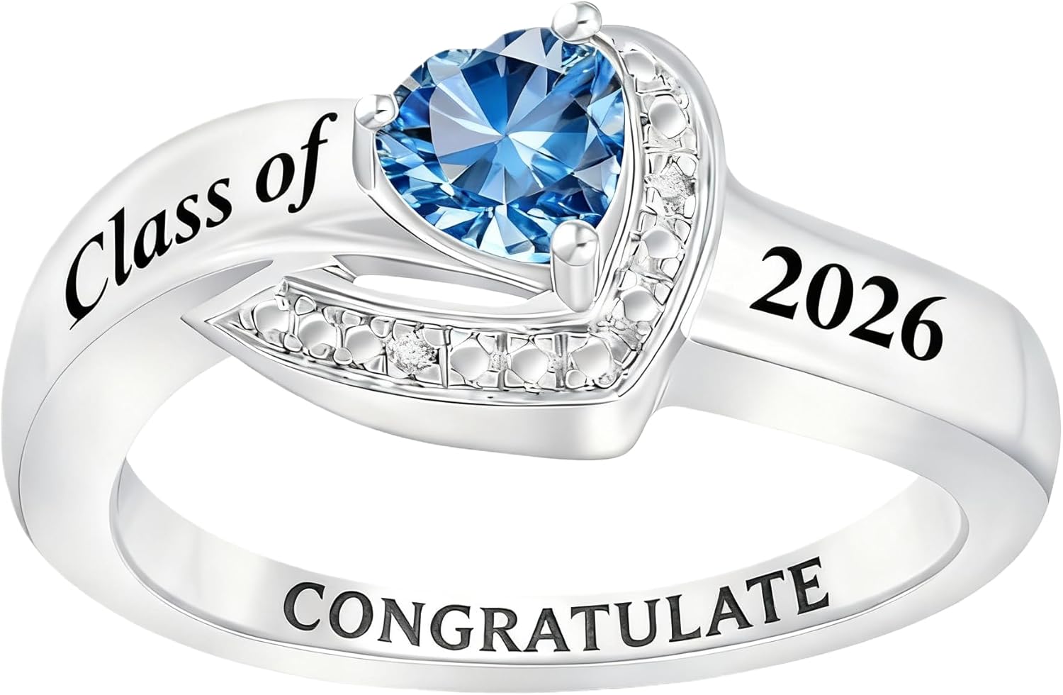 Class Rings for Women High School and College Graduates, 925 Sterling Silver Graduation Ring Personalized, High School Ring for Women 2026, Birthstone Women's Class Rings