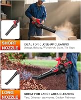 XIAZIR Akkus lombfúvó 2x4Ah 21V 3 fokozat LCD kijelzővel levelek sár hó autópor eltakarításához töltővel piros-fekete 6