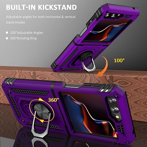 Miniatura 4 de ADDIT Z Flip 5 - Funda para Samsung Galaxy Z Flip5, protección militar contra caídas, protección de bisagra, color morado