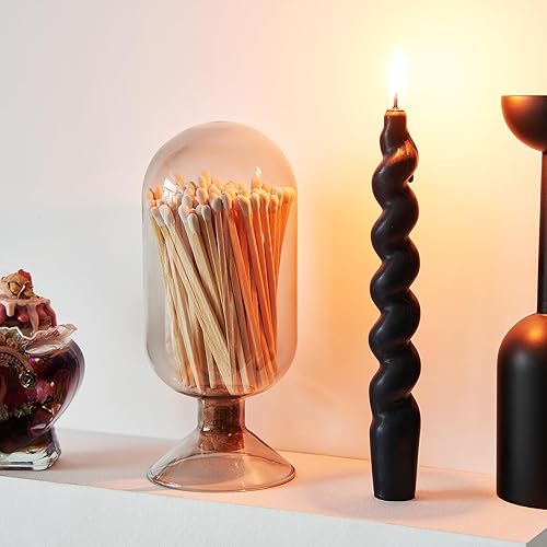 Miniatura 8 de Cloche de cristal con huelga  Azul  Incluye 100 palos de fósforo con tapón de corcho  Chimenea perfecta, hogar, sala de estar, oficina, decoración,